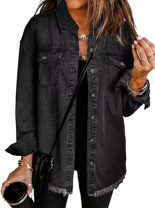 Zaria Frayed Longline Denim Jacket
