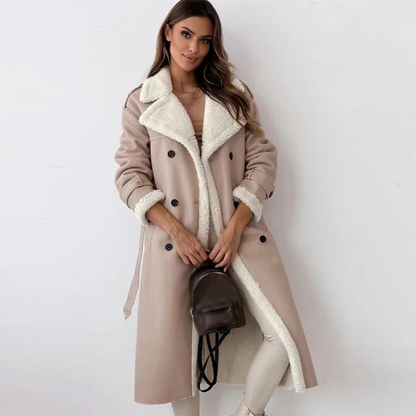 Noemi Shearling Collar Belted Longline Coat