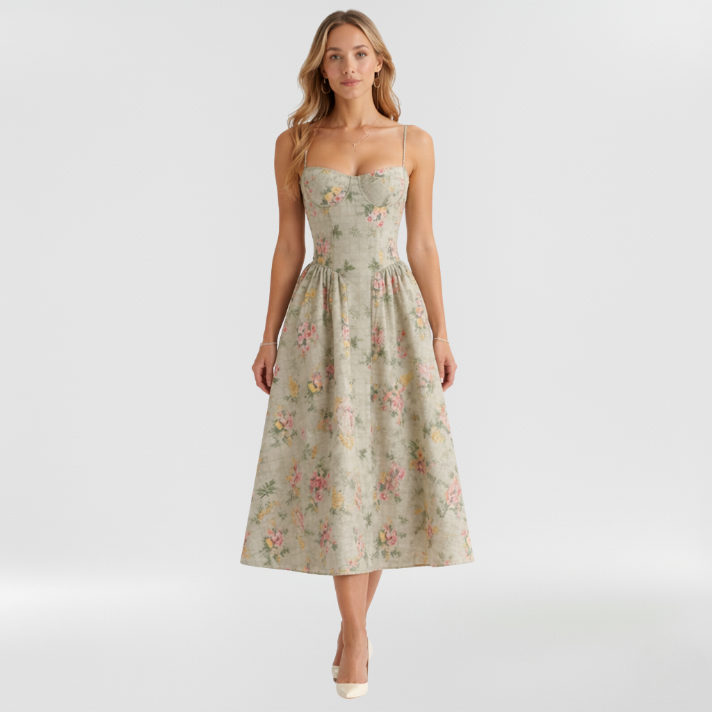 Aurelia Floral Corset Midi Dress