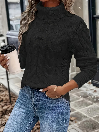 Rosamund Cable-Knit Turtleneck Sweater