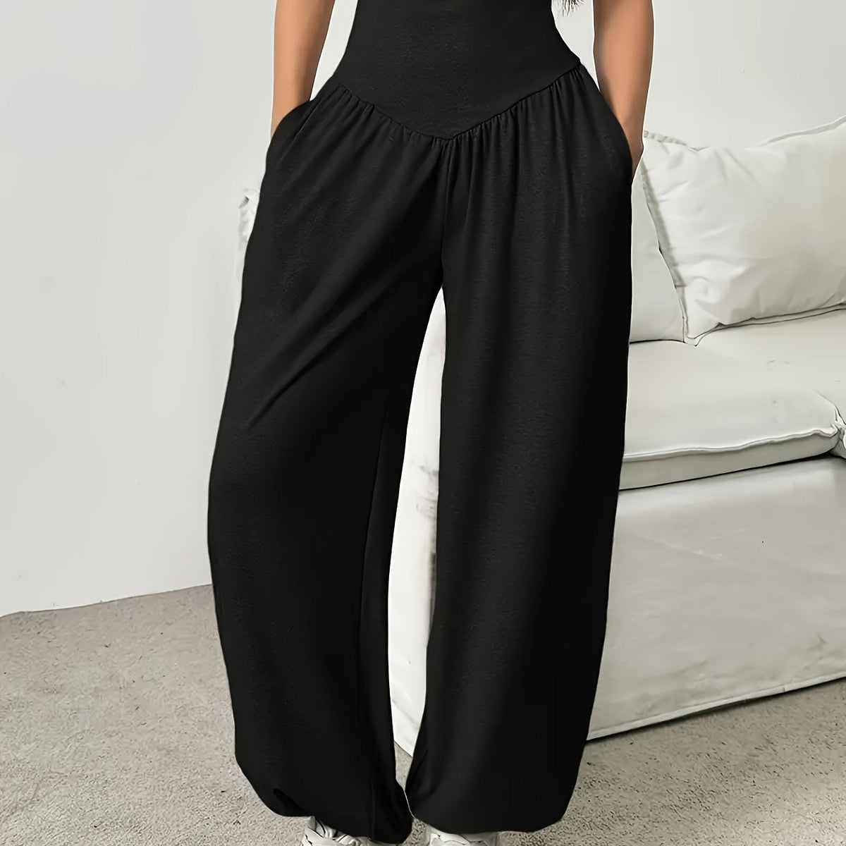 Cosima Stretch High-Waist Wide-Leg Pants