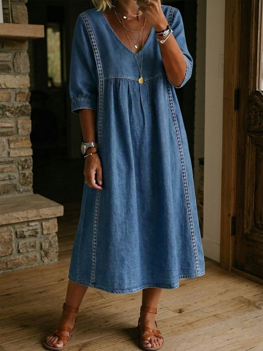 Cambria Lace Denim Dress
