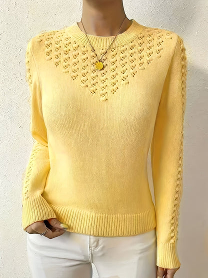 Cassia Pointelle Crew-Neck Knit Sweater
