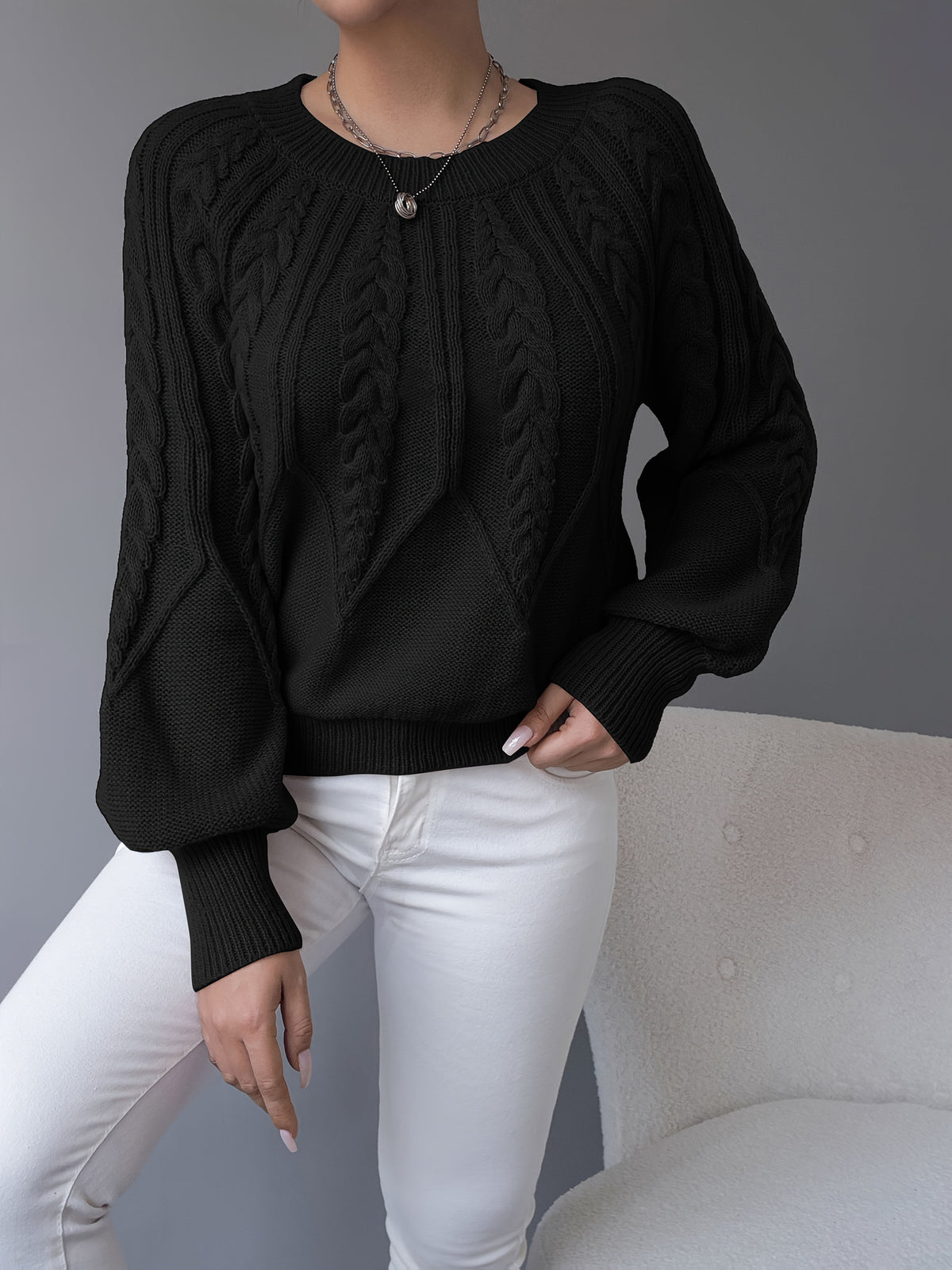 Mireille Textured Cable-Knit Sweater