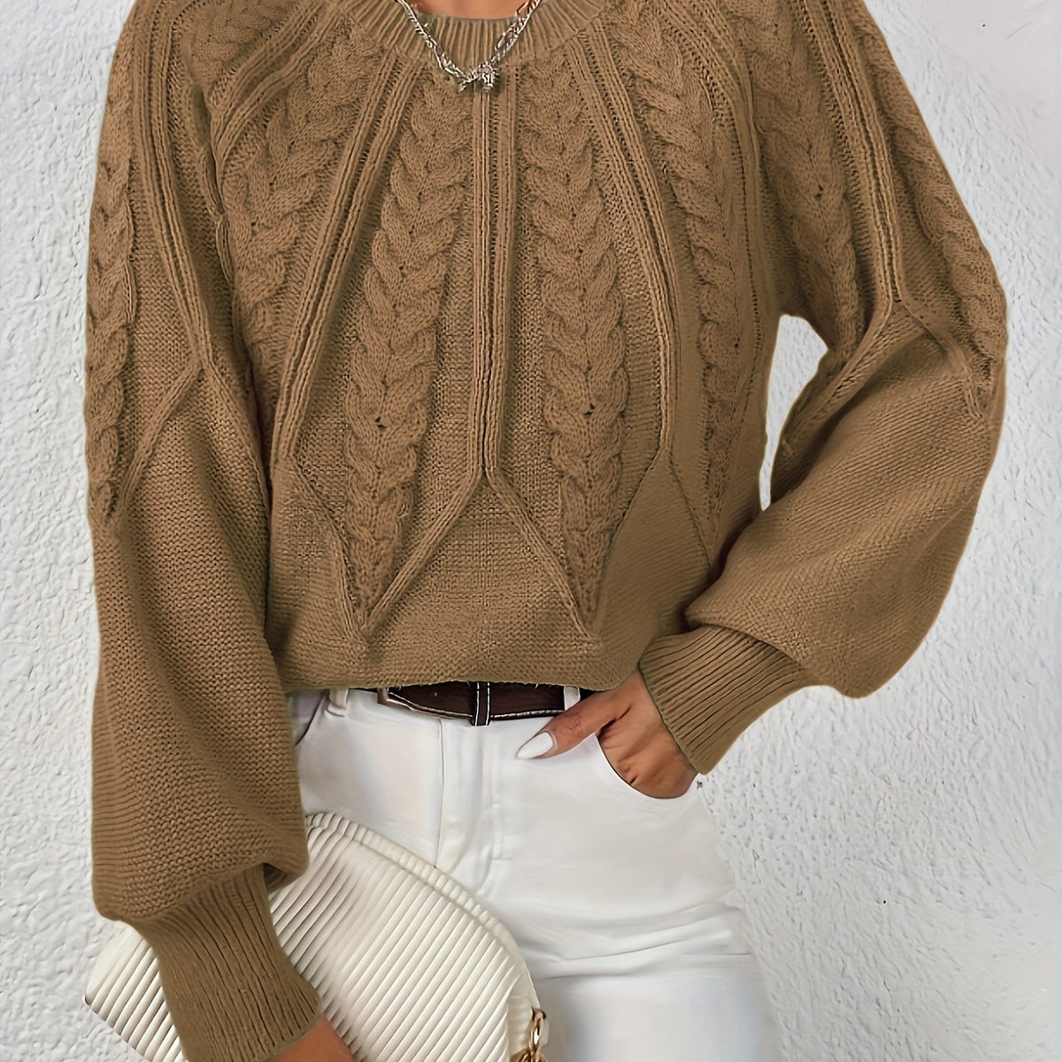 Marielle Cable-Knit Round-Neck Sweater