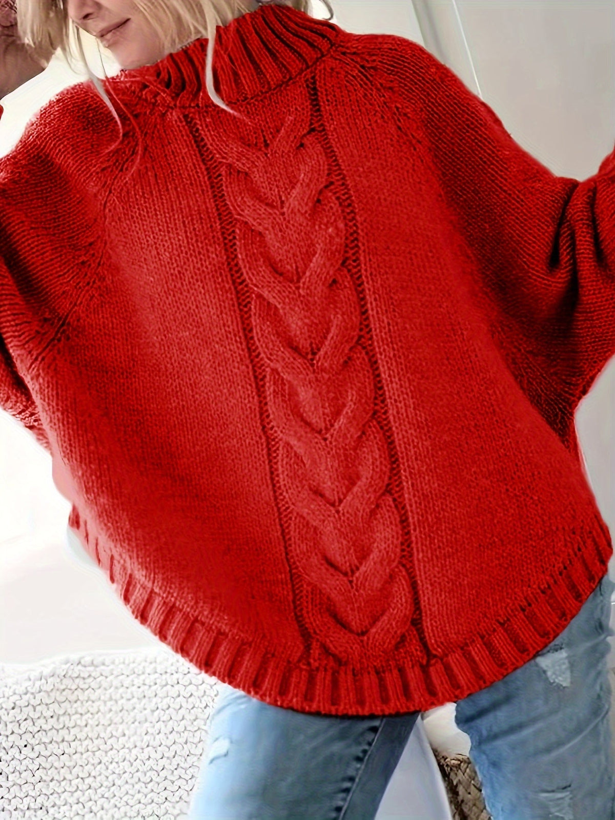 Mirabel Cable-Knit High-Neck Sweater