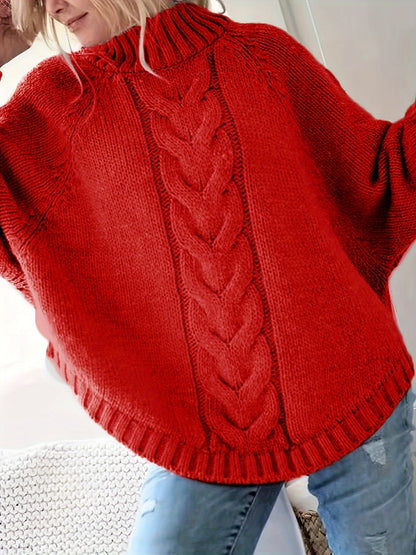 Mirabel Cable-Knit High-Neck Sweater