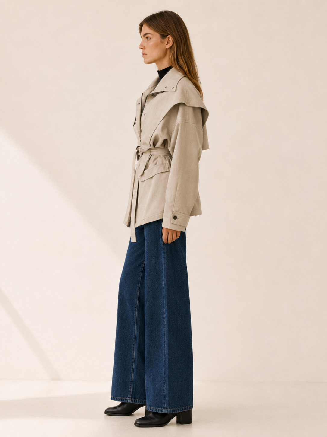 Fiorella Khaki Short Trench Coat
