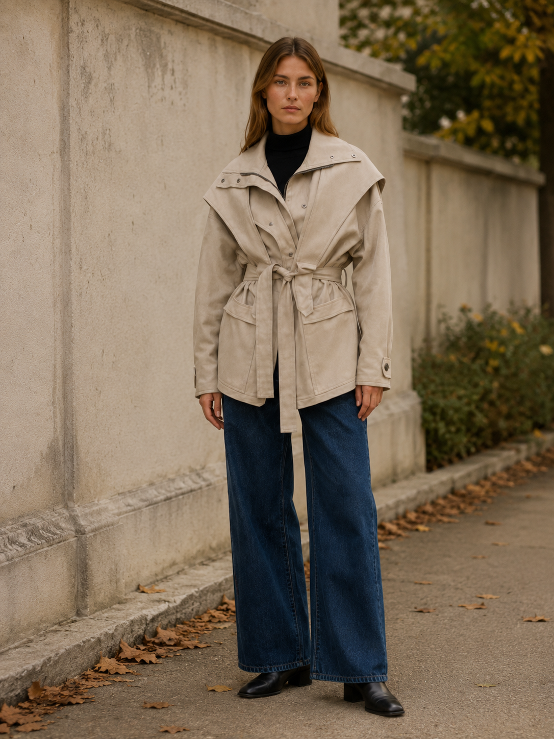 Fiorella Khaki Short Trench Coat