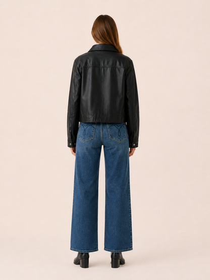 Estelle Cropped Faux Leather Jacket