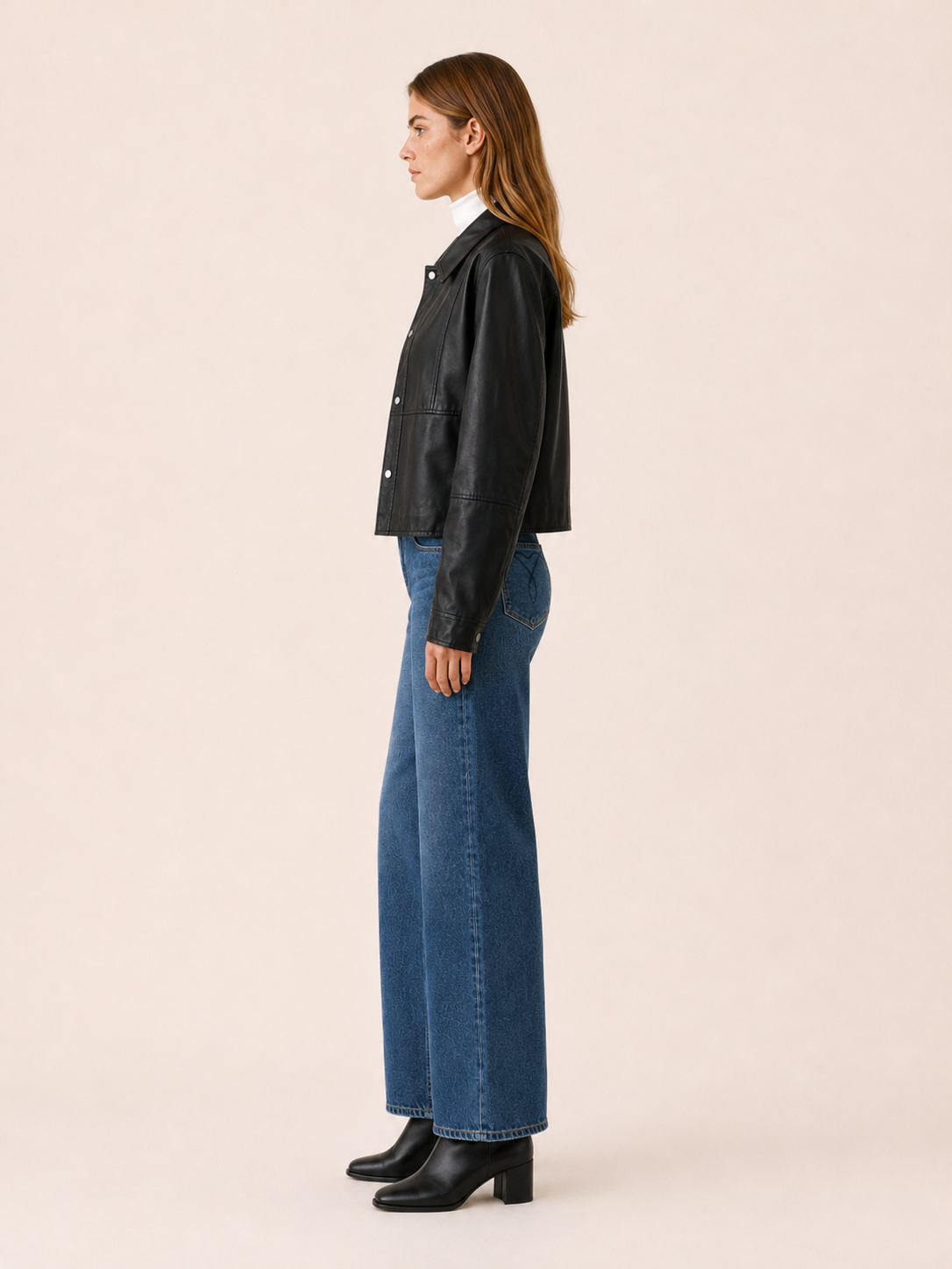 Estelle Cropped Faux Leather Jacket