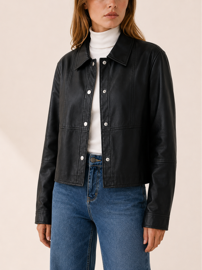 Estelle Cropped Faux Leather Jacket