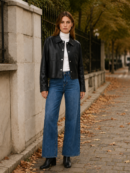 Estelle Cropped Faux Leather Jacket