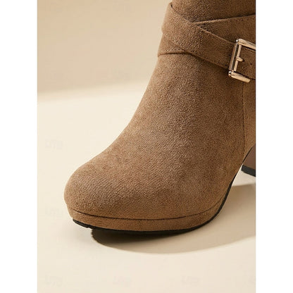 Emmeline Buckle Strap Block Heel Ankle Boots