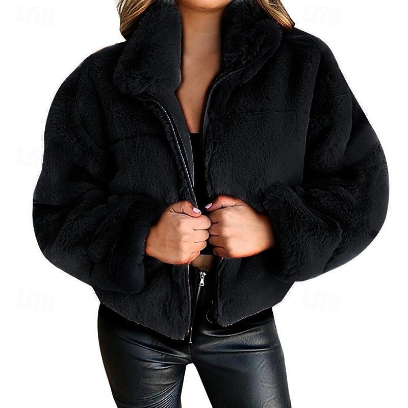 Maelle Cropped Teddy Fleece Jacket