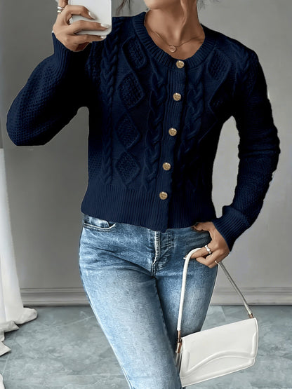 Melisande Cable-Knit Button-Front Cardigan