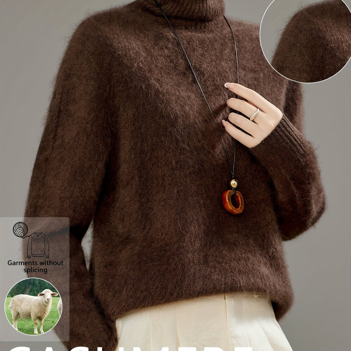 Annelise Cashmere Wool Turtleneck Sweater