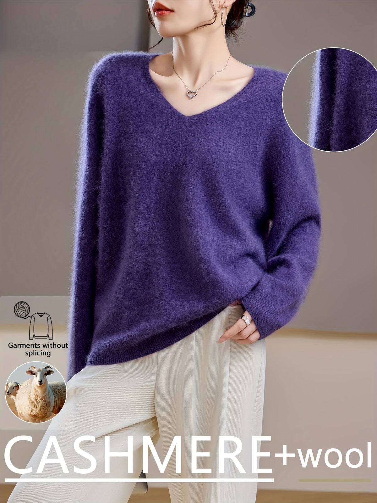 Aveline Cashmere Wool V-Neck Sweater