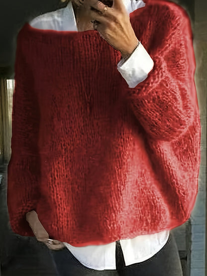 Natalina Relaxed Crew-Neck Knit Sweater