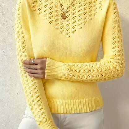 Cassia Pointelle Crew-Neck Knit Sweater