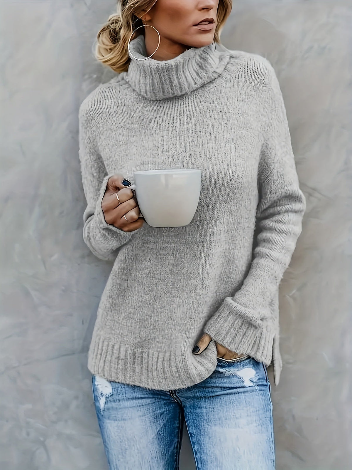 Vespera Cowl Turtleneck Sweater