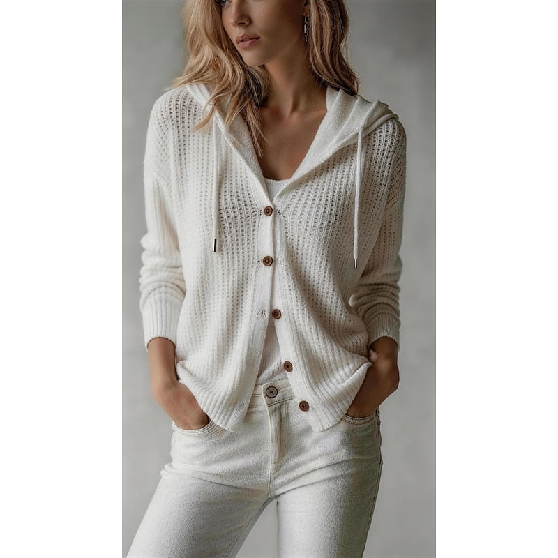 Isaline Hooded Button-Front Cardigan