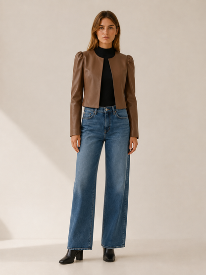 Rafaela Cropped Faux Leather Jacket