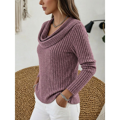 Apolline Cowl-Neck Ribbed Top