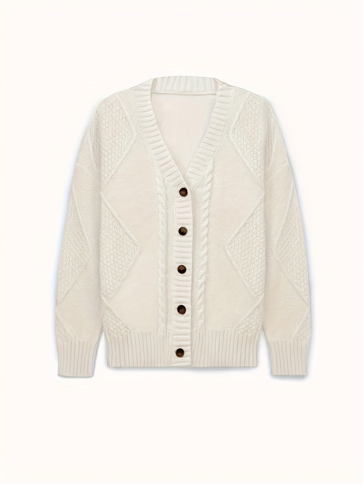 Elspeth Cable-Knit Button-Front Cardigan