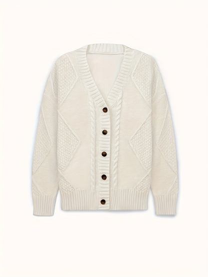 Elspeth Cable-Knit Button-Front Cardigan
