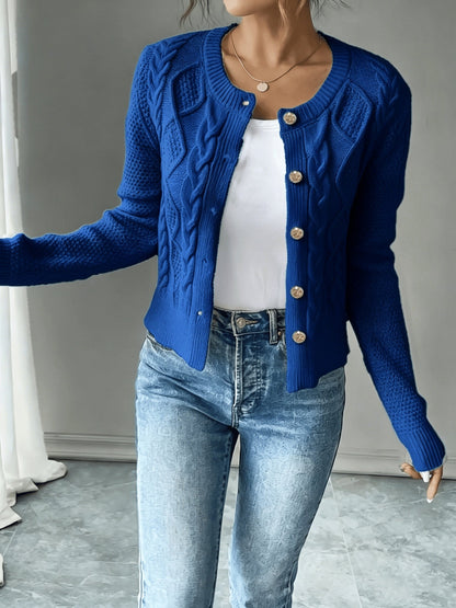 Melisande Cable-Knit Button-Front Cardigan
