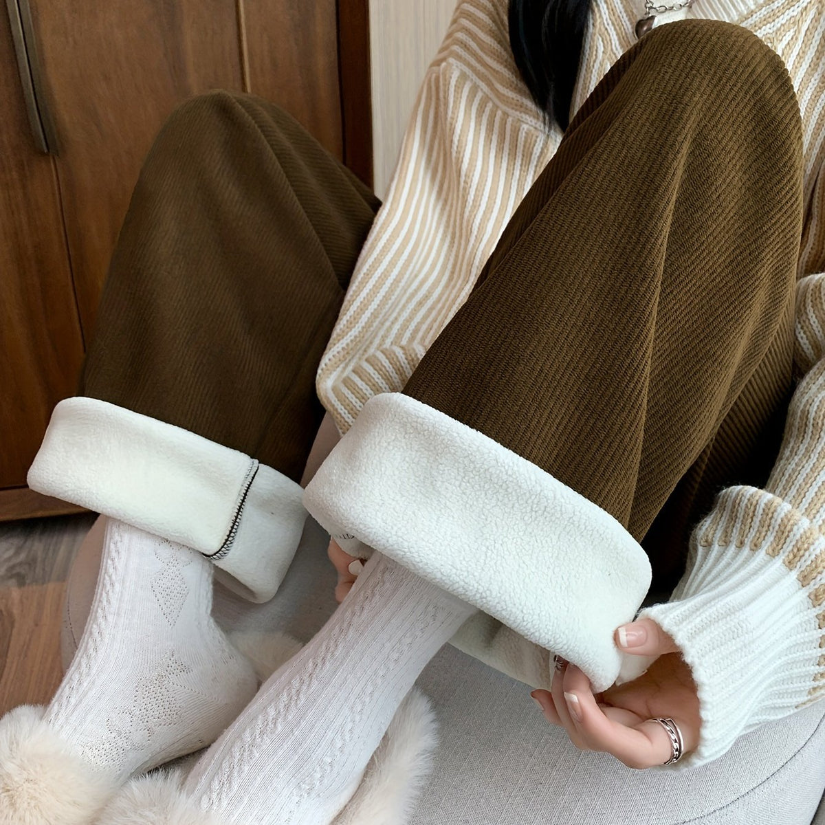 Anya Warm Lined Wide-Leg Pants