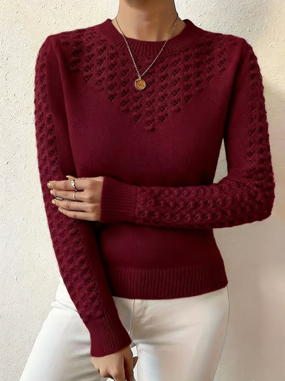 Cassia Pointelle Crew-Neck Knit Sweater