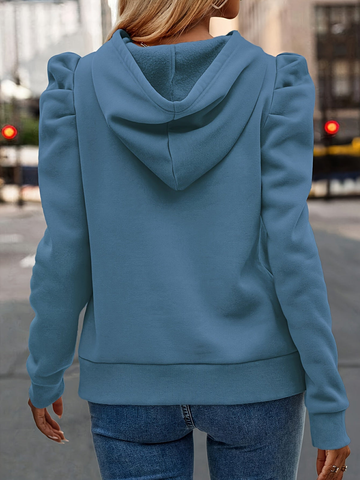 Aderyn Puff-Sleeve Drawstring Hoodie