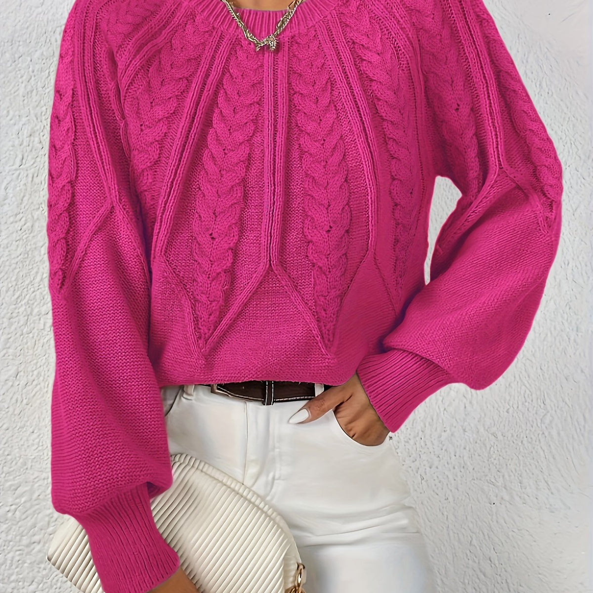 Marielle Cable-Knit Round-Neck Sweater