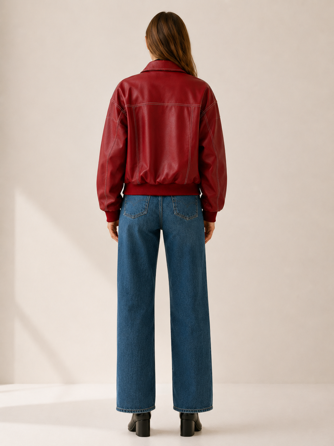 Cambria Faux Leather Bomber Jacket