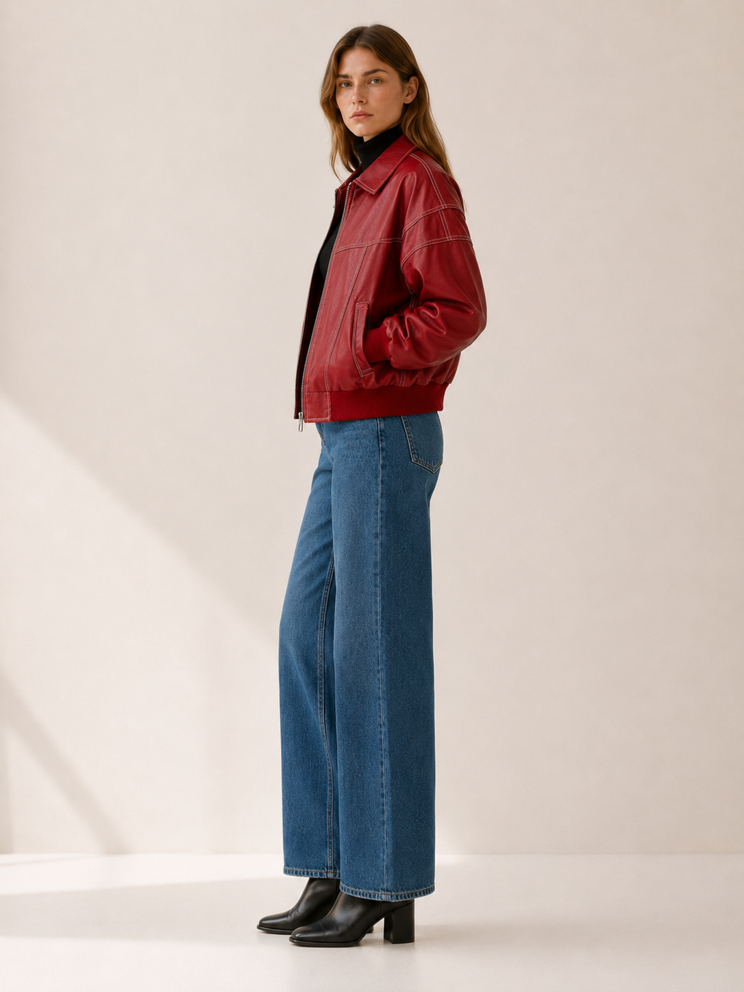 Cambria Faux Leather Bomber Jacket