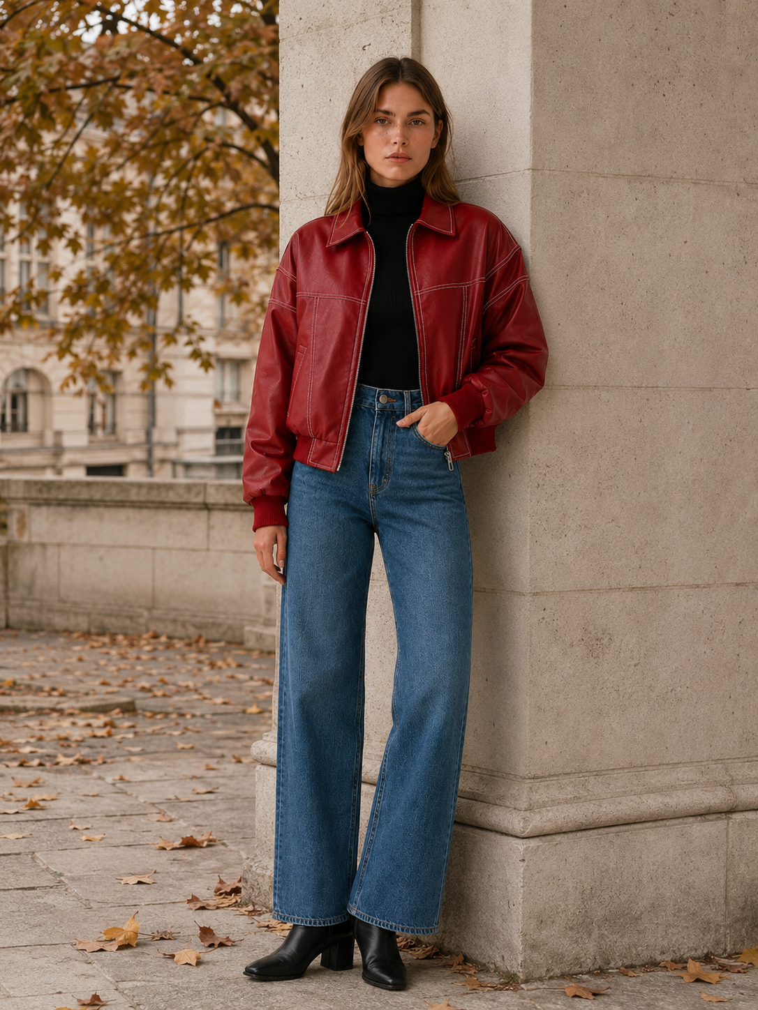 Cambria Faux Leather Bomber Jacket