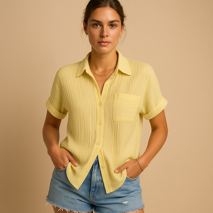 Juliette Gauze Pocket Short Sleeve Shirt