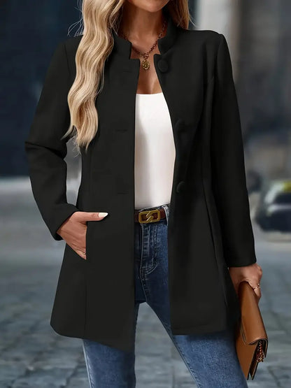 Isabeau Stand-Collar Button Coat