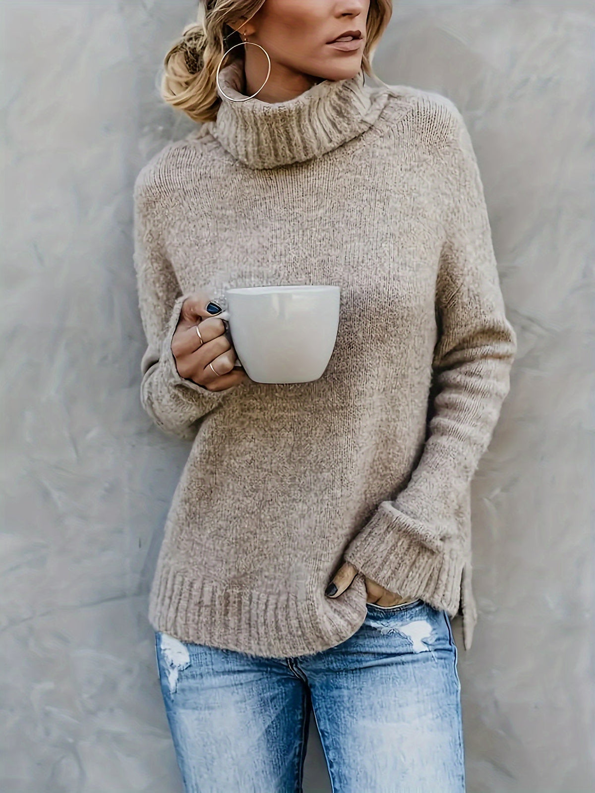 Vespera Cowl Turtleneck Sweater