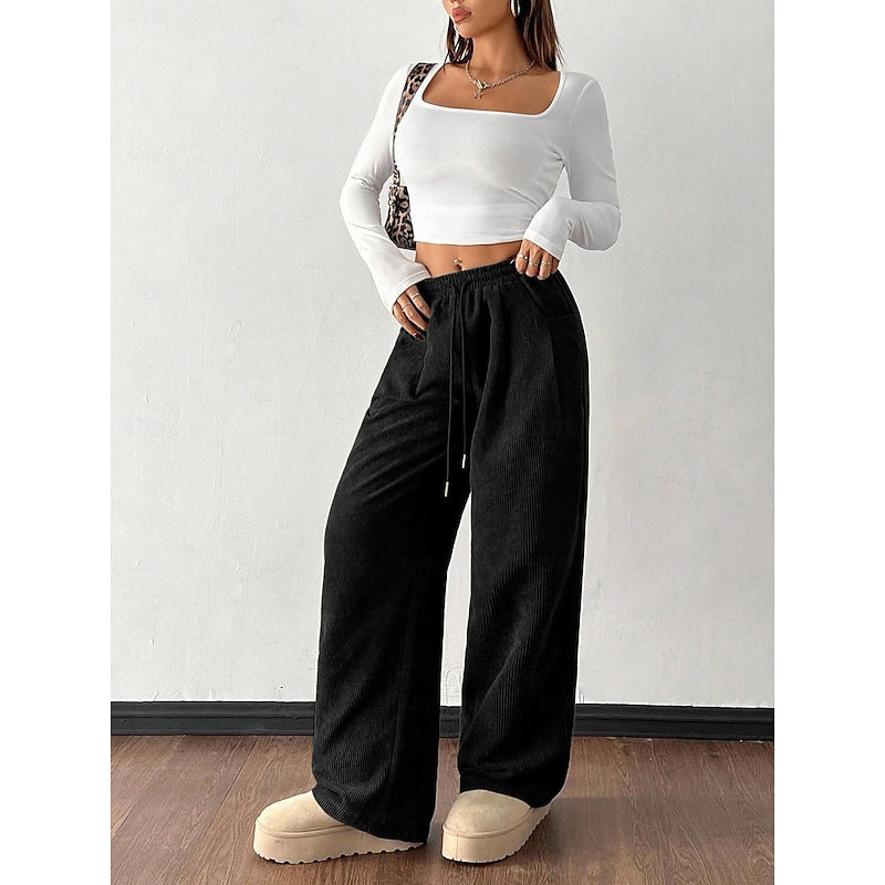 Emmeline Comfortable Drawstring Wide-Leg Pants