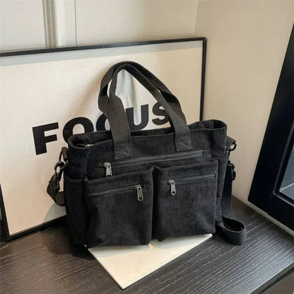 Amalia Corduroy Multi-Pocket Crossbody Tote