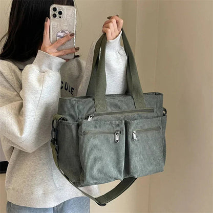 Amalia Corduroy Multi-Pocket Crossbody Tote