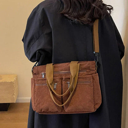 Amalia Corduroy Multi-Pocket Crossbody Tote
