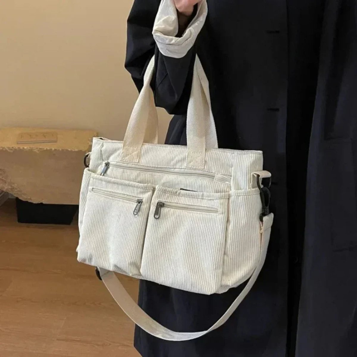 Amalia Corduroy Multi-Pocket Crossbody Tote