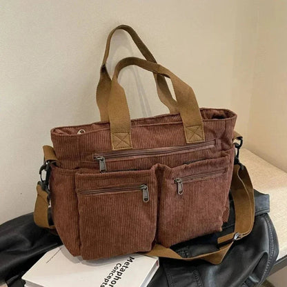 Amalia Corduroy Multi-Pocket Crossbody Tote