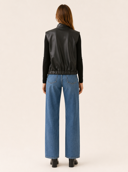 Palmina Sleeveless Faux Leather Utility Jacket