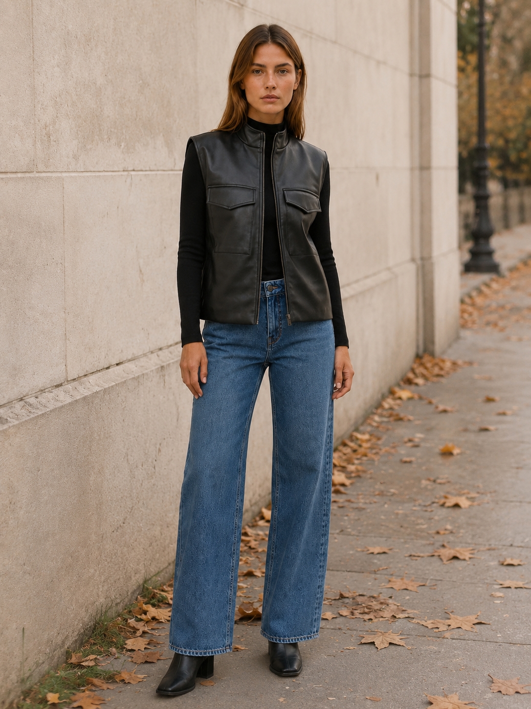 Palmina Sleeveless Faux Leather Utility Jacket