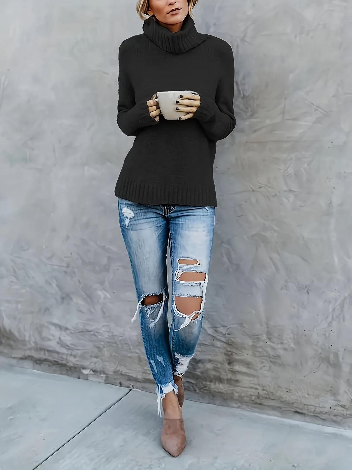 Vespera Cowl Turtleneck Sweater